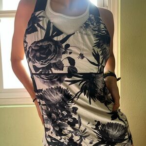 Padded Floral Black and White Halter Top